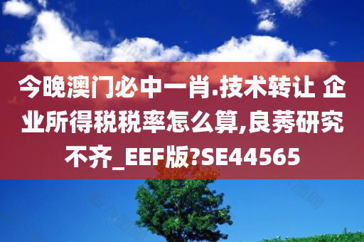 今晚澳门必中一肖.技术转让 企业所得税税率怎么算,良莠研究不齐_EEF版?SE44565