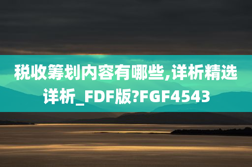 税收筹划内容有哪些,详析精选详析_FDF版?FGF4543