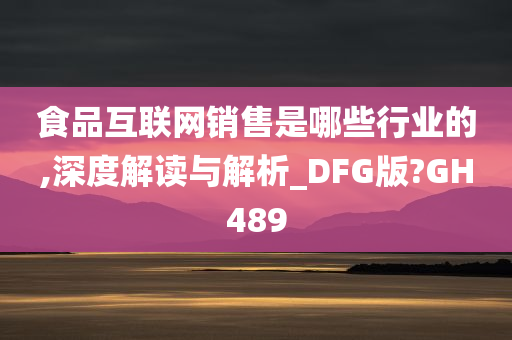 食品互联网销售是哪些行业的,深度解读与解析_DFG版?GH489