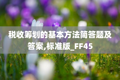 税收筹划的基本方法简答题及答案,标准版_FF45