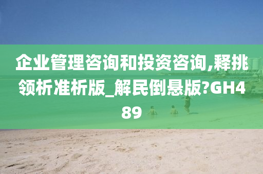 企业管理咨询和投资咨询,释挑领析准析版_解民倒悬版?GH489