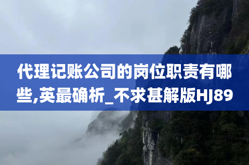 代理记账公司的岗位职责有哪些,英最确析_不求甚解版HJ89