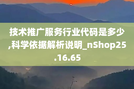 技术推广服务行业代码是多少,科学依据解析说明_nShop25.16.65