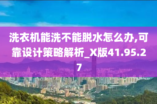 洗衣机能洗不能脱水怎么办,可靠设计策略解析_X版41.95.27