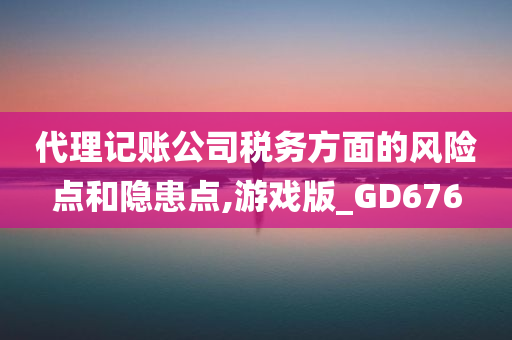 代理记账公司税务方面的风险点和隐患点,游戏版_GD676