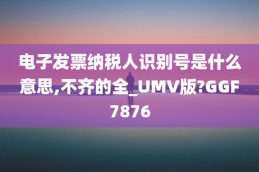 电子发票纳税人识别号是什么意思,不齐的全_UMV版?GGF7876