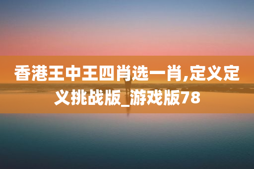 香港王中王四肖选一肖,定义定义挑战版_游戏版78