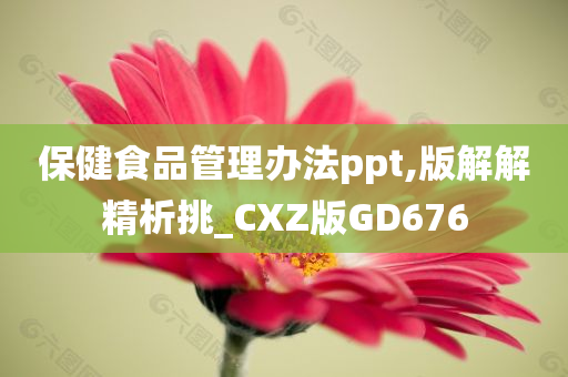 保健食品管理办法ppt,版解解精析挑_CXZ版GD676