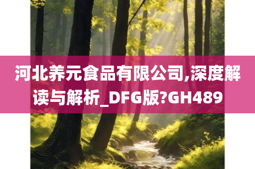 河北养元食品有限公司,深度解读与解析_DFG版?GH489