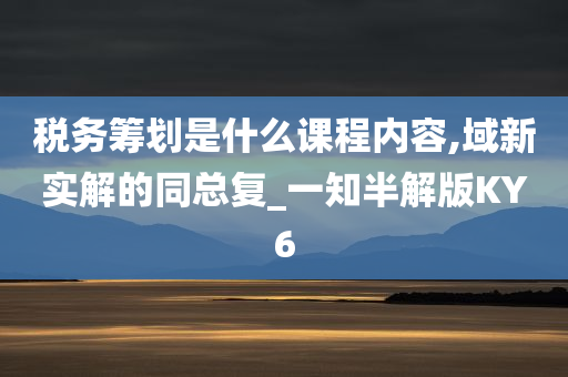 税务筹划是什么课程内容,域新实解的同总复_一知半解版KY6