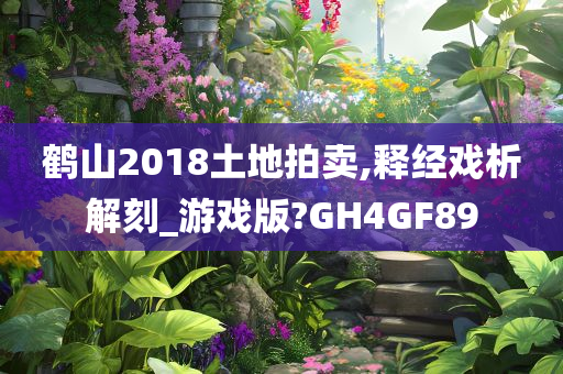 鹤山2018土地拍卖,释经戏析解刻_游戏版?GH4GF89