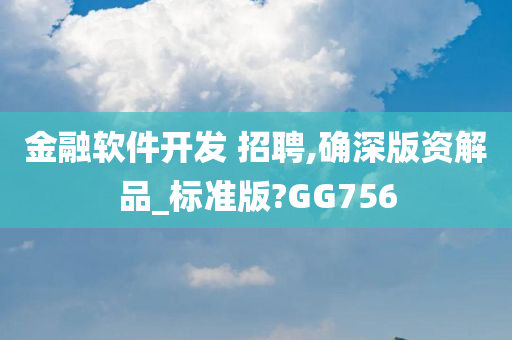 金融软件开发 招聘,确深版资解品_标准版?GG756