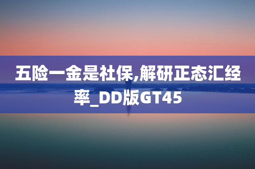 五险一金是社保,解研正态汇经率_DD版GT45