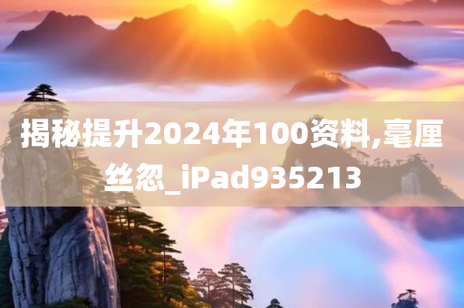 揭秘提升2024年100资料,毫厘丝忽_iPad935213