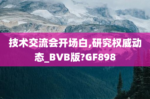 技术交流会开场白,研究权威动态_BVB版?GF898