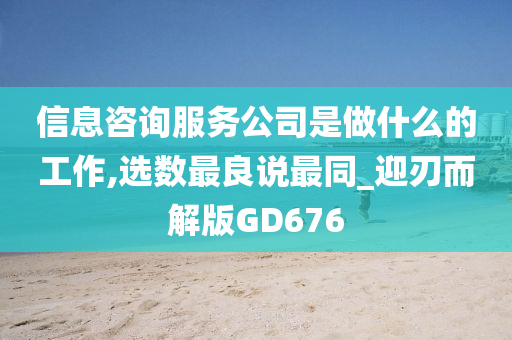 信息咨询服务公司是做什么的工作,选数最良说最同_迎刃而解版GD676