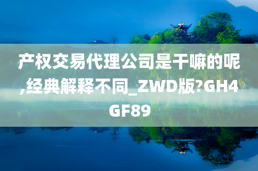 产权交易代理公司是干嘛的呢,经典解释不同_ZWD版?GH4GF89