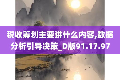 税收筹划主要讲什么内容,数据分析引导决策_D版91.17.97