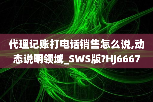 代理记账打电话销售怎么说,动态说明领域_SWS版?HJ6667