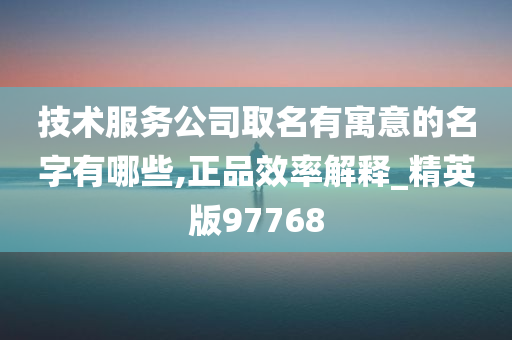 技术服务公司取名有寓意的名字有哪些,正品效率解释_精英版97768