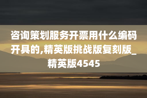 咨询策划服务开票用什么编码开具的,精英版挑战版复刻版_精英版4545