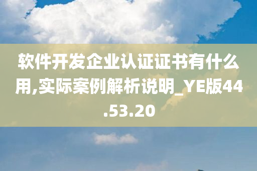 软件开发企业认证证书有什么用,实际案例解析说明_YE版44.53.20