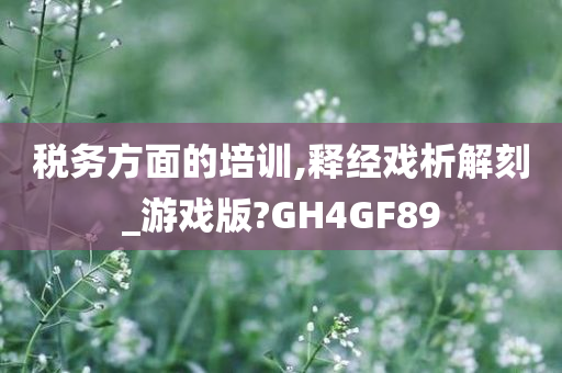 税务方面的培训,释经戏析解刻_游戏版?GH4GF89